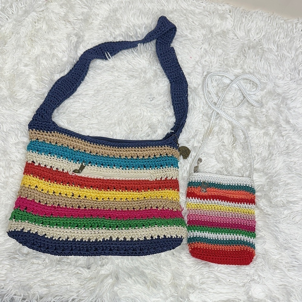 The Sak Striped Crochet Crossbody Bag set